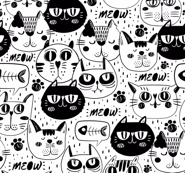 γάτες ταπετσαρίας doodles για γάτες - TenStickers