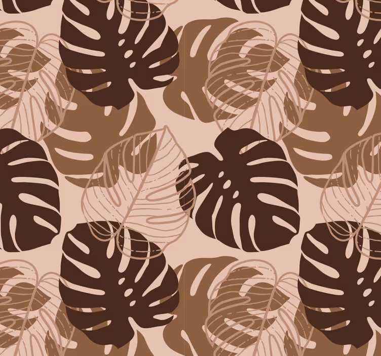 ταπετσαρία φύλλων καφέ τόνου monstera deliciosa - TenStickers