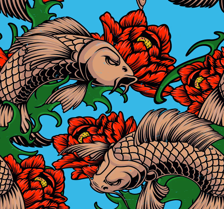ταπετσαρία ζώων ιαπωνικών koi fish - TenStickers