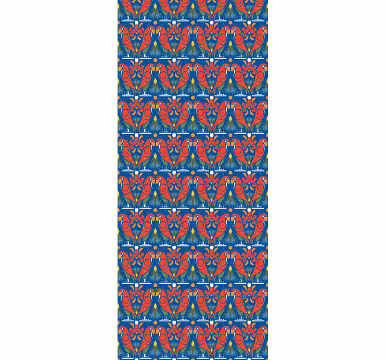 Floral dwith μπλε φόντο ταπετσαρία υπνοδωματίου - TenStickers