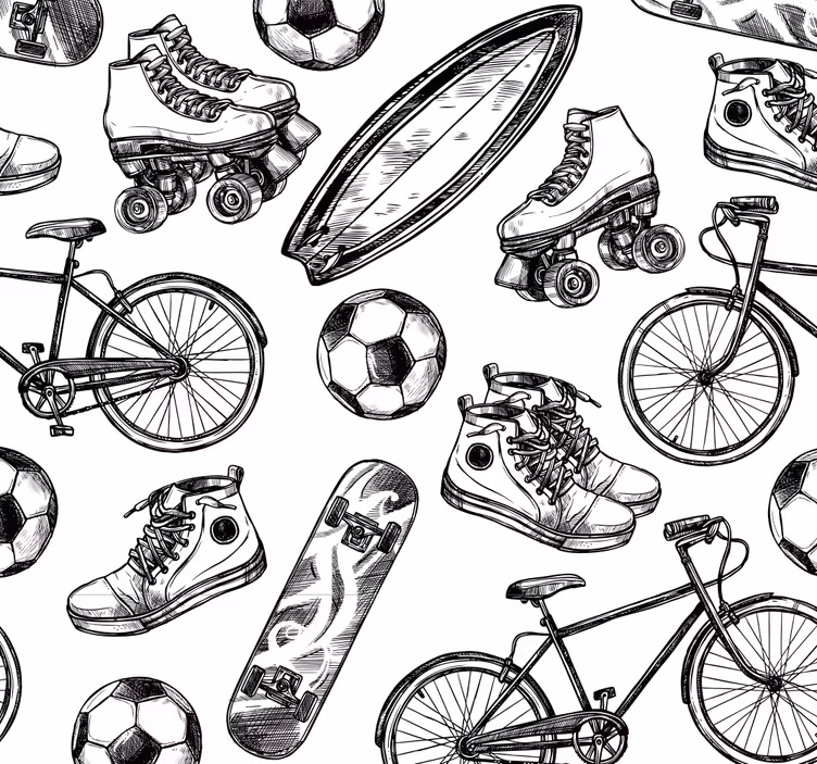 Vintage ταπετσαρία αθλητικών doodles - TenStickers