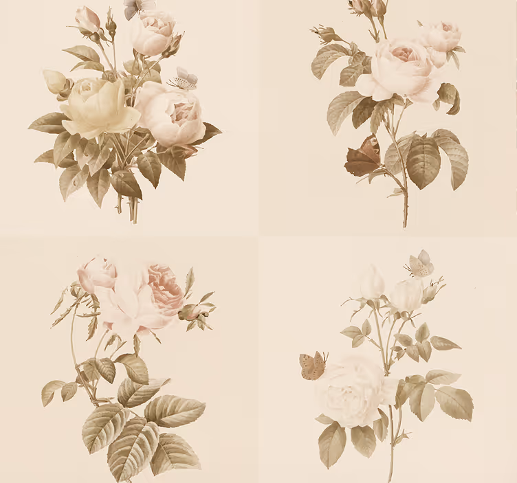 Tαπετσαρία εισόδου floral σχέδιο πλακιδίων - TenStickers