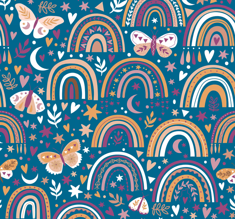 μοτίβο με ταπετσαρία boho rainbow παιδιά - TenStickers