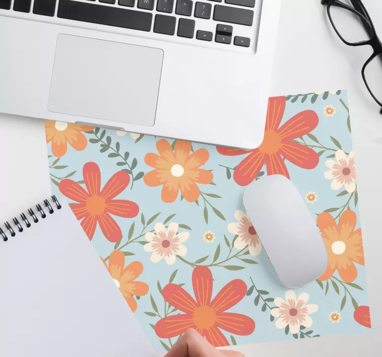μεγάλα πορτοκαλί λουλούδια floral mousepad - TenStickers