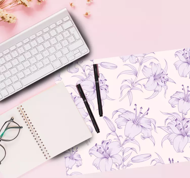 ανθισμένα κρίνα με λουλουδάτο σχέδιο μοτίβο μαξιλαριού ποντικιού - TenStickers