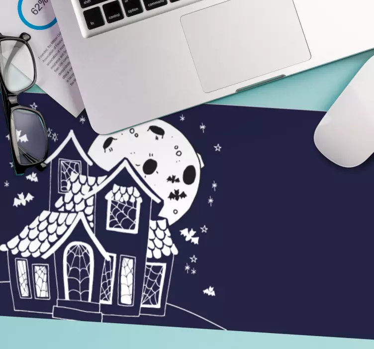 χαλάκι ποντικιού στοιχειωμένο σπίτι σιλουέτα - TenStickers