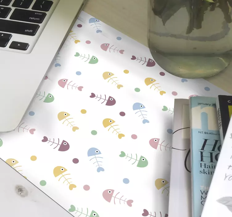 ψαροκόκαλο μοτίβο ψάρι ποντίκι - TenStickers