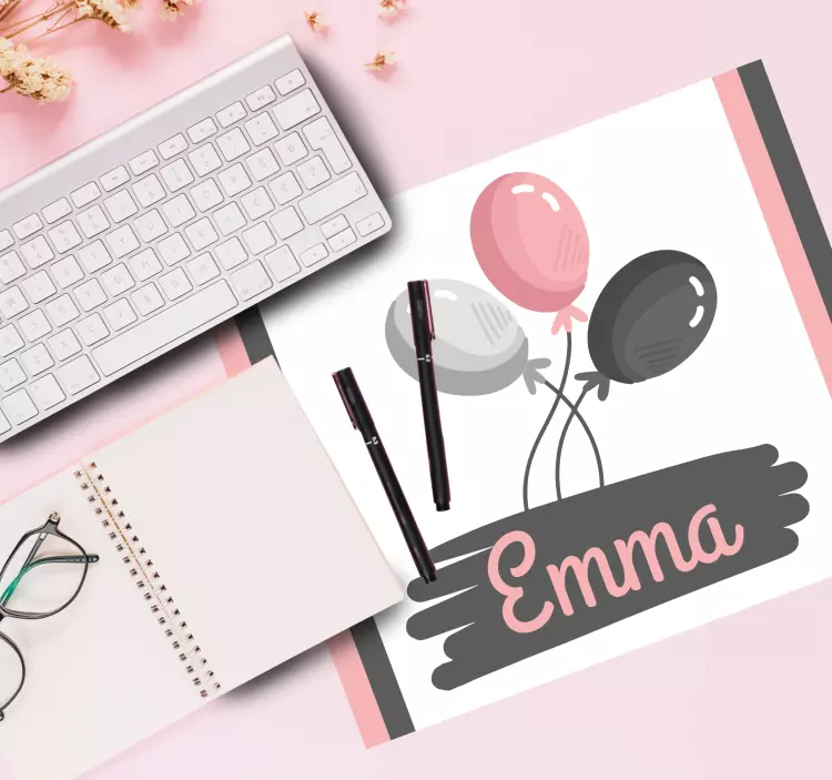 ροζ και γκρι μπαλόνια εξατομικευμένο χαλί ποντικιού - TenStickers