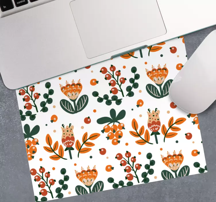 κόκκινα λουλούδια με μούρα αρχικό μαξιλάρι ποντικιού - TenStickers