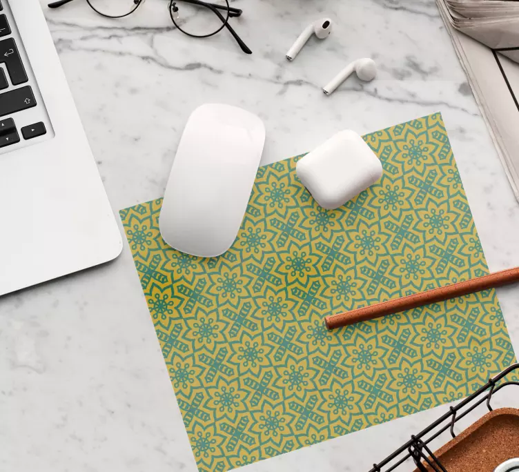 Vintage πράσινο και κίτρινο πλακάκι ποντίκι μαξιλάρι μοτίβο - TenStickers