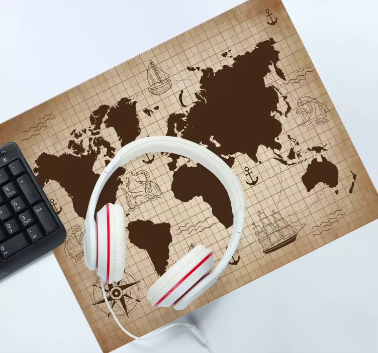 Vintage χάρτης του κόσμου mouse pad - TenStickers
