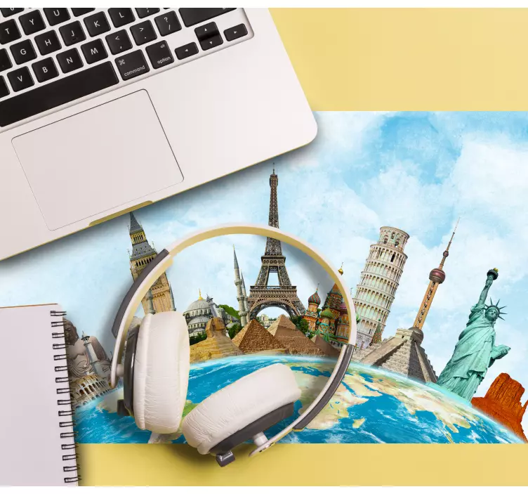 παγκοσμίου φήμης μνημεία παγκόσμιο χάρτη ποντίκι - TenStickers