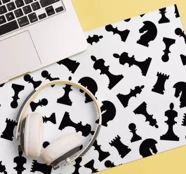 μαύρα πιόνια σε λευκό βινύλιο gaming mousepad - TenStickers