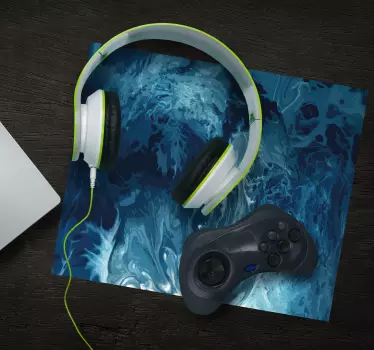 μπλε τόνους ακουαρέλα κύματα πρωτότυπο mousepad - TenStickers