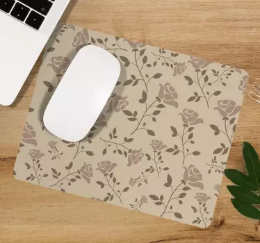 καφέ vintage τριαντάφυλλο μοτίβο πρωτότυπο mousepad - TenStickers