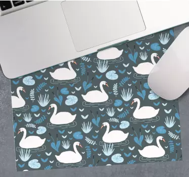 κομψό λευκό κύκνο μοτίβο πρωτότυπο mousepad - TenStickers