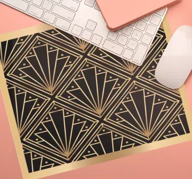 αυθεντικό mousepad με χρυσό και μαύρο ντεκό τετράγωνο σχέδιο - TenStickers