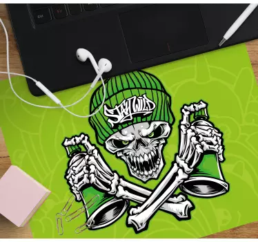 πράσινο κρανίο γυαλιά γκράφιτι mousepad - TenStickers