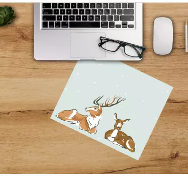 ζωγραφισμένο στο χέρι ζευγάρι αυθεντικό mousepad από τάρανδο - TenStickers