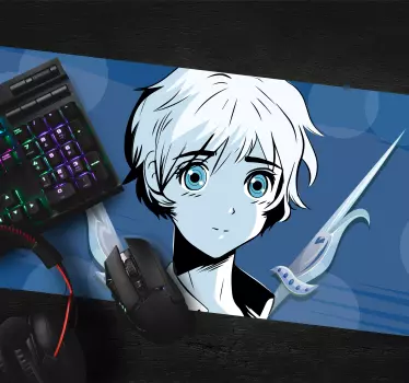 μαγικός χαρακτήρας με ποντικίσιο χαλάκι anime με μπλε σπαθί - TenStickers