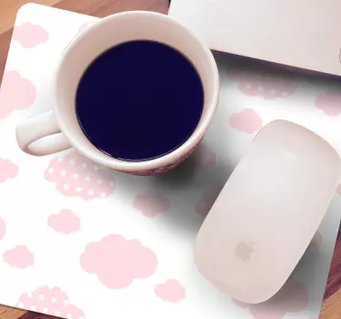 Χαλάκι ποντικιού με μοτίβα σύννεφα σε απαλό ροζ - TenStickers