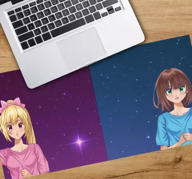 ροζ και μπλε χαρακτήρες anime ποντίκι χαλάκι - TenStickers
