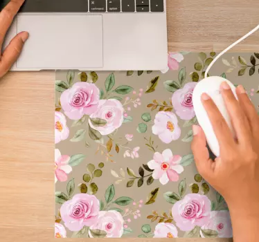 Vintage μπεζ τριαντάφυλλα υφή πρωτότυπο mousepad - TenStickers