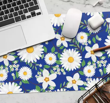 λευκά λουλούδια mousepad πρωτότυπο mousepad - TenStickers