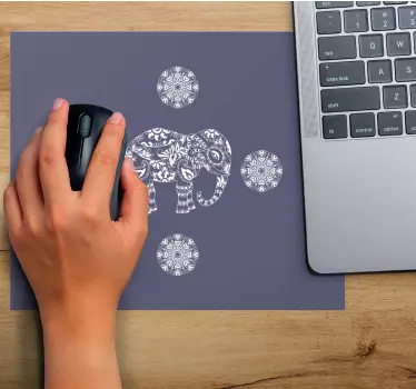 λευκό mandala ελέφαντας αρχικό mousepad - TenStickers