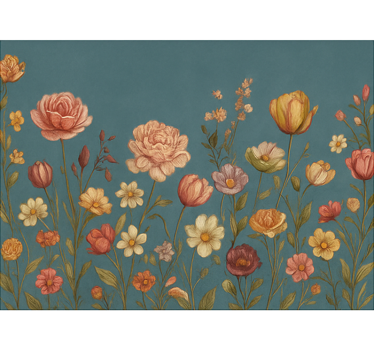 Pολό για την κύρια κρεβατοκάμαρα γήινο λουλουδάτο λιβάδι - TenStickers