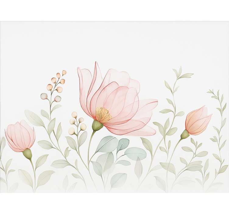 Pολό για την κύρια κρεβατοκάμαρα αφηρημένα ημιδιαφανή floral - TenStickers