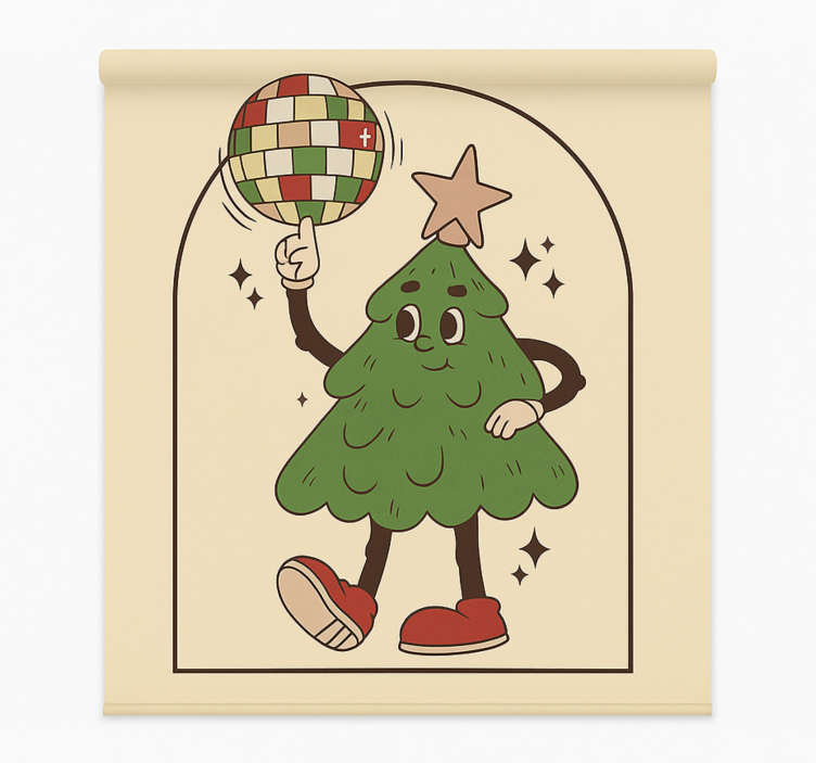 Pολό κουρτίνα για σαλόνι groovy disco tree - TenStickers