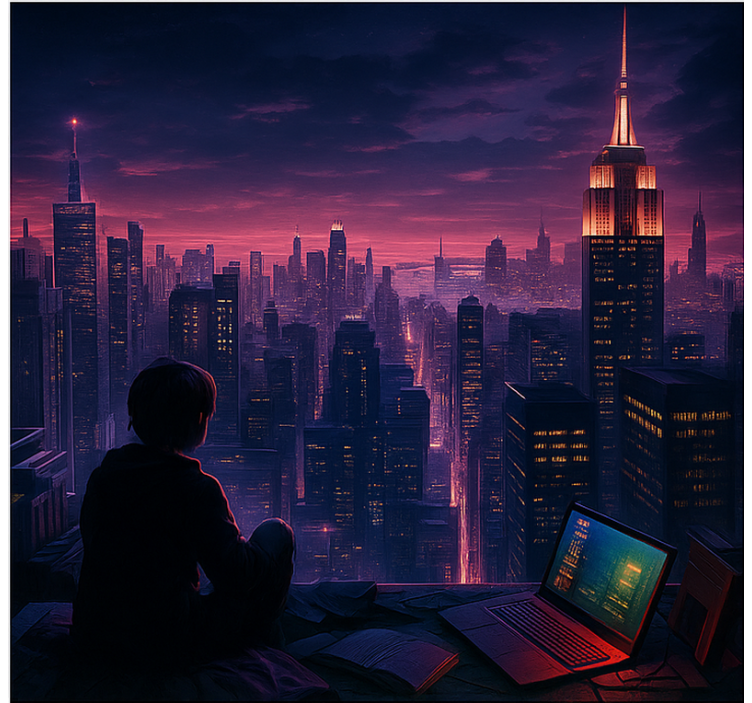 Pολό στόρι για φορητό υπολογιστή φουτουριστική προβολή παίκτη sky - TenStickers