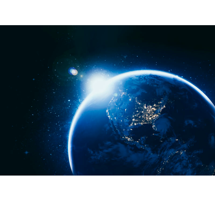 Μαύρο ρολό κουρτίνας Γη από το διάστημα με ηλιακή έκλαμψη - TenStickers