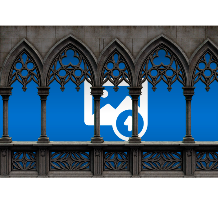 Μαύρο ρολό κουρτίνας με καρέ φόντου πέτρας - TenStickers