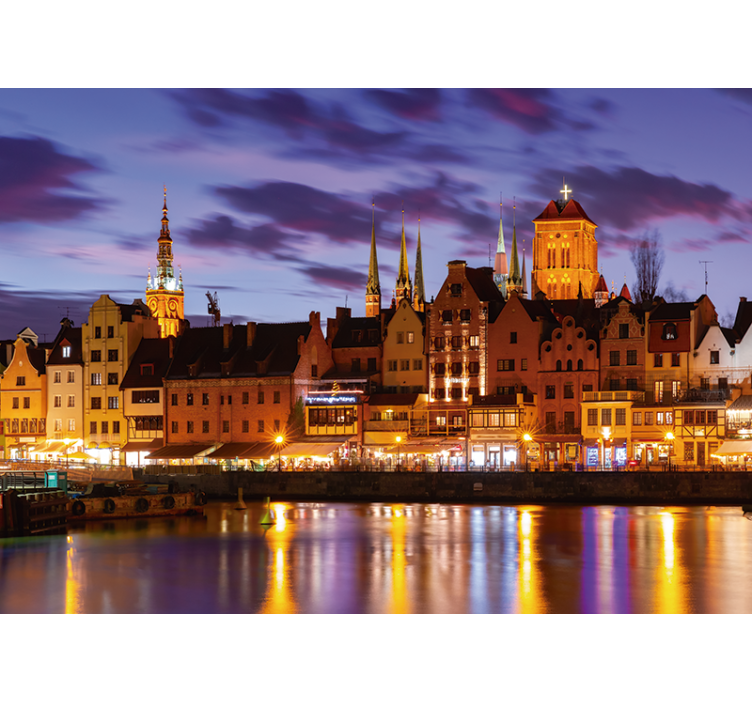 Mπλε ρολό κουρτίνας Γκντανσκ τη νύχτα - TenStickers