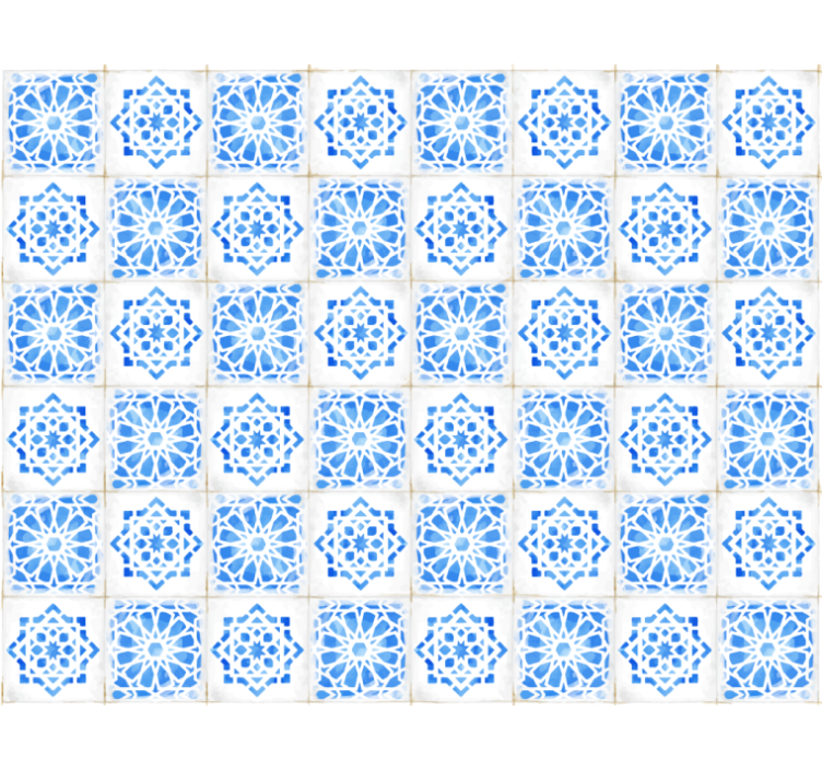 Mπλε ρολό κουρτίνας με περίπλοκα μπλε σχέδια - TenStickers