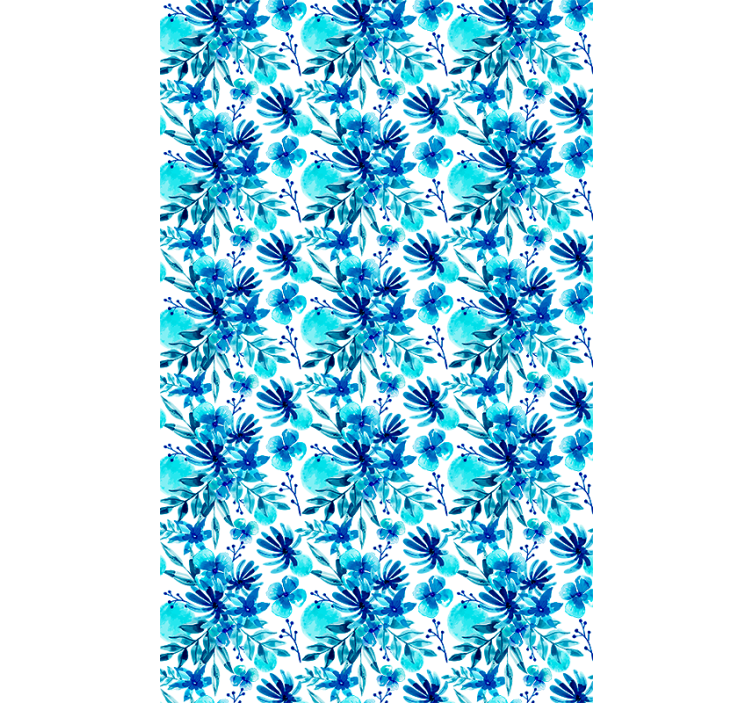 Pολό στόρι με λουλούδια και φυτά έντονο μπλε θέμα - TenStickers