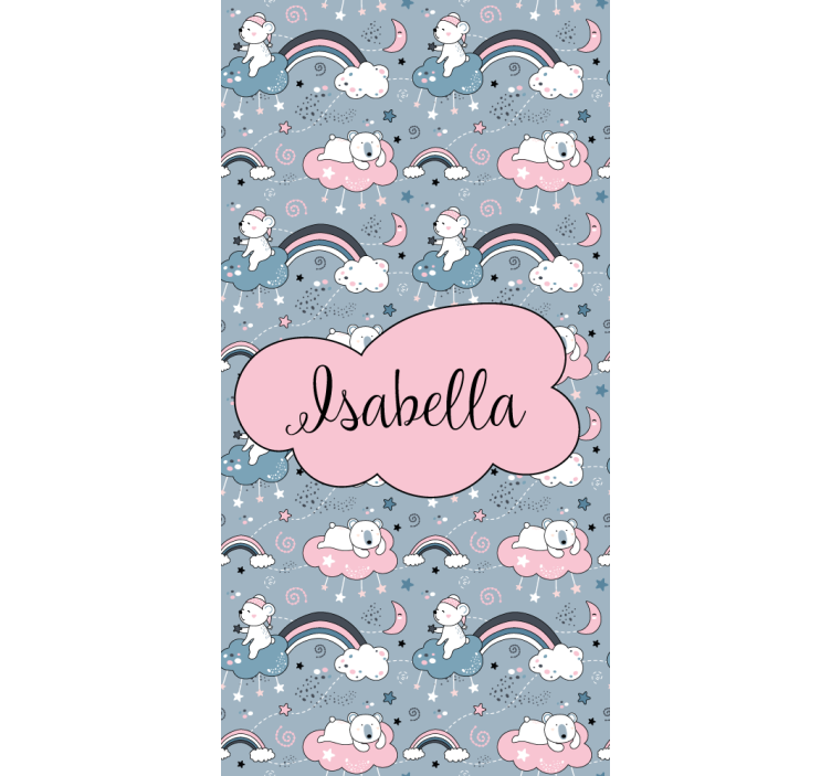 Pολό για παιδιά αρκούδα ουράνιο τόξο με όνομα - TenStickers