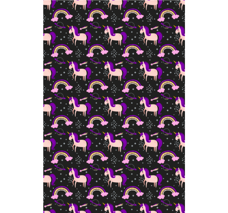 καλλιτεχνικοί μονόκεροι πάνω από σκοτεινή ρολά που ζωγραφική - TenStickers