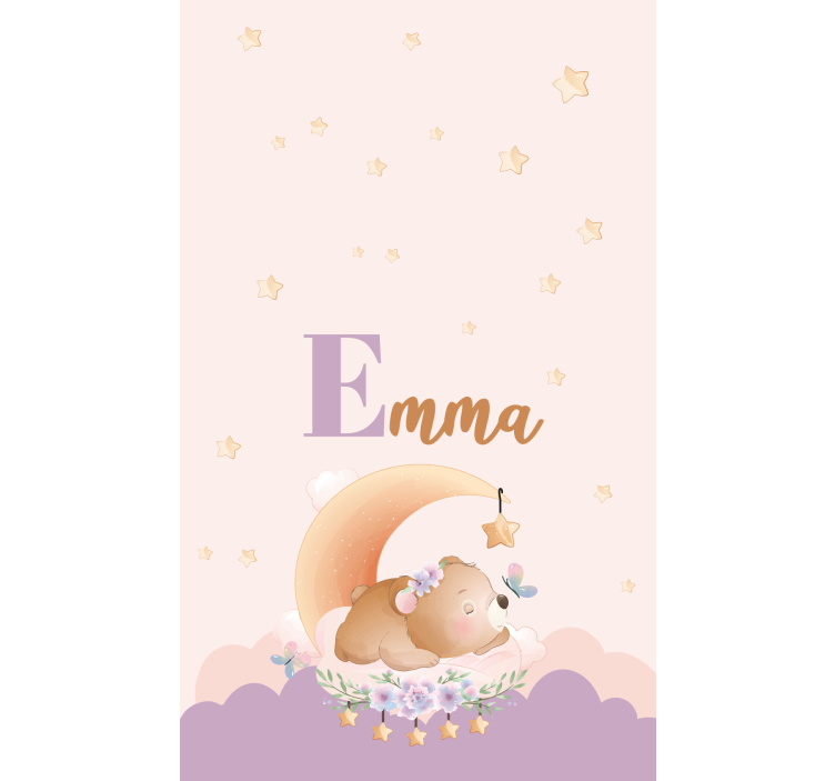 Pολό για παιδιά αρκούδα που κοιμάται με όνομα - TenStickers