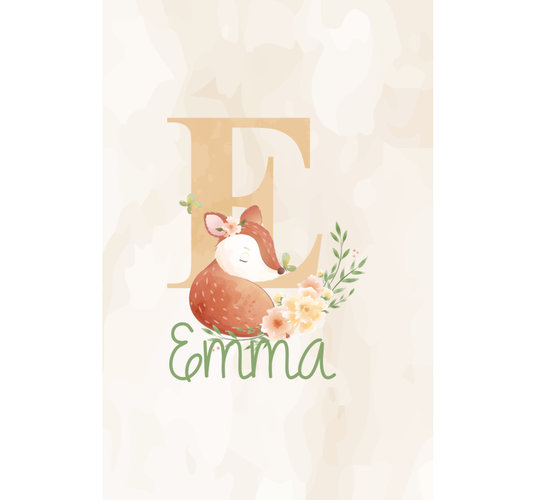 Pολό για παιδιά αλεπού με αρχικό και όνομα - TenStickers