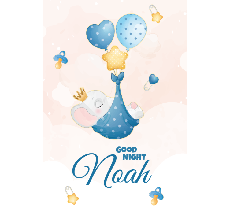 Pολό βρεφονηπιακού σταθμού καληνύχτα ελέφαντα με όνομα - TenStickers