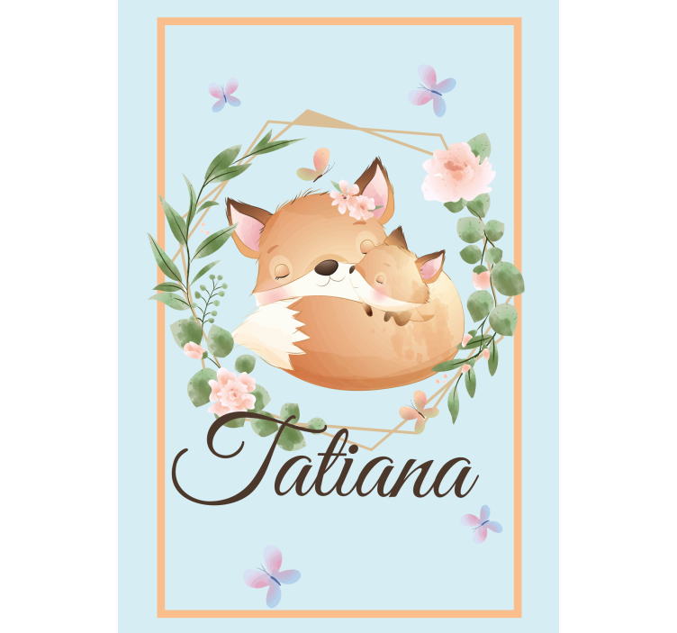 Pολό για παιδιά οικογένεια αλεπούδων με όνομα - TenStickers