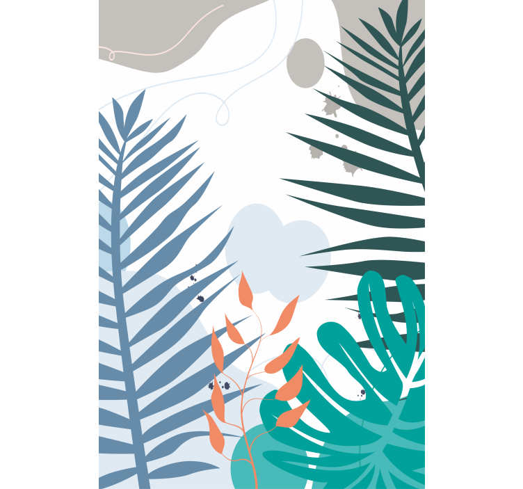 Pολό στόρι με λουλούδια και φυτά τροπικά μεγάλα φύλλα - TenStickers