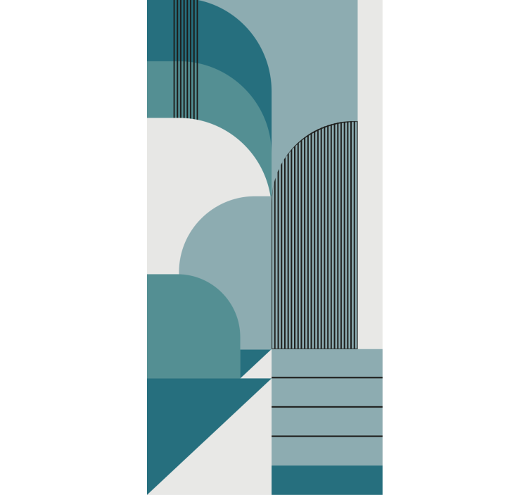 μπλε γεωμετρικό αστικό σχέδιο τυφλό μπάνιου - TenStickers