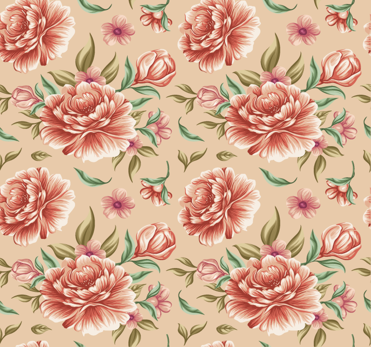 Ρομαντική πολύ κουρτίνα με κλασικό μπουκέτο λουλούδια - TenStickers