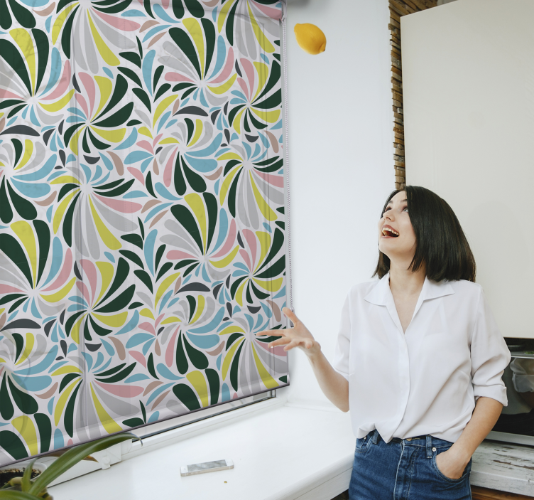 Pολό στόρι με λουλούδια και φυτά κομψό λουλουδάτο μοτίβο - TenStickers