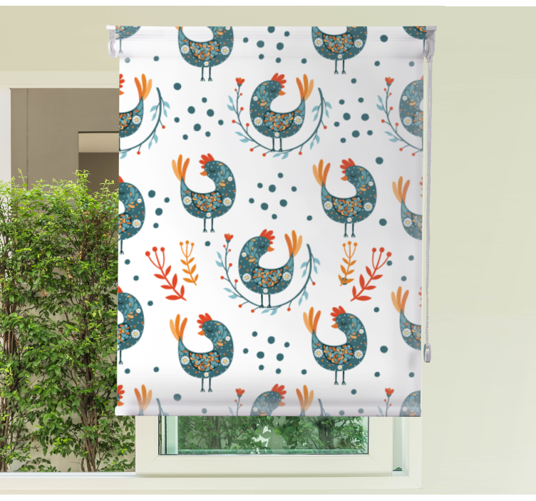 Pολό στόρι με ζώα μπλε πουπουλένιο κοτόπουλο - TenStickers