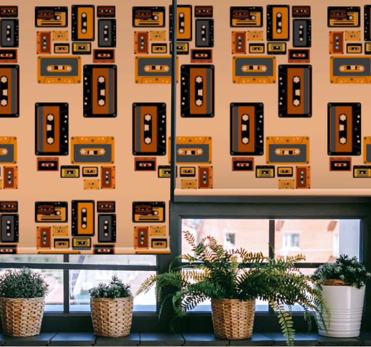 Ρολό στόρι με vintage μοτίβο κασέτες ρετρό - TenStickers